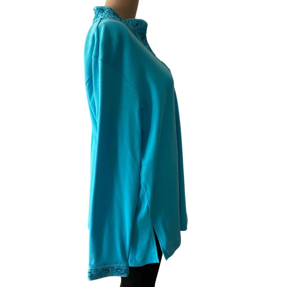 Quacker Factory Aqua Xl Pullover Sequence Top - image 3
